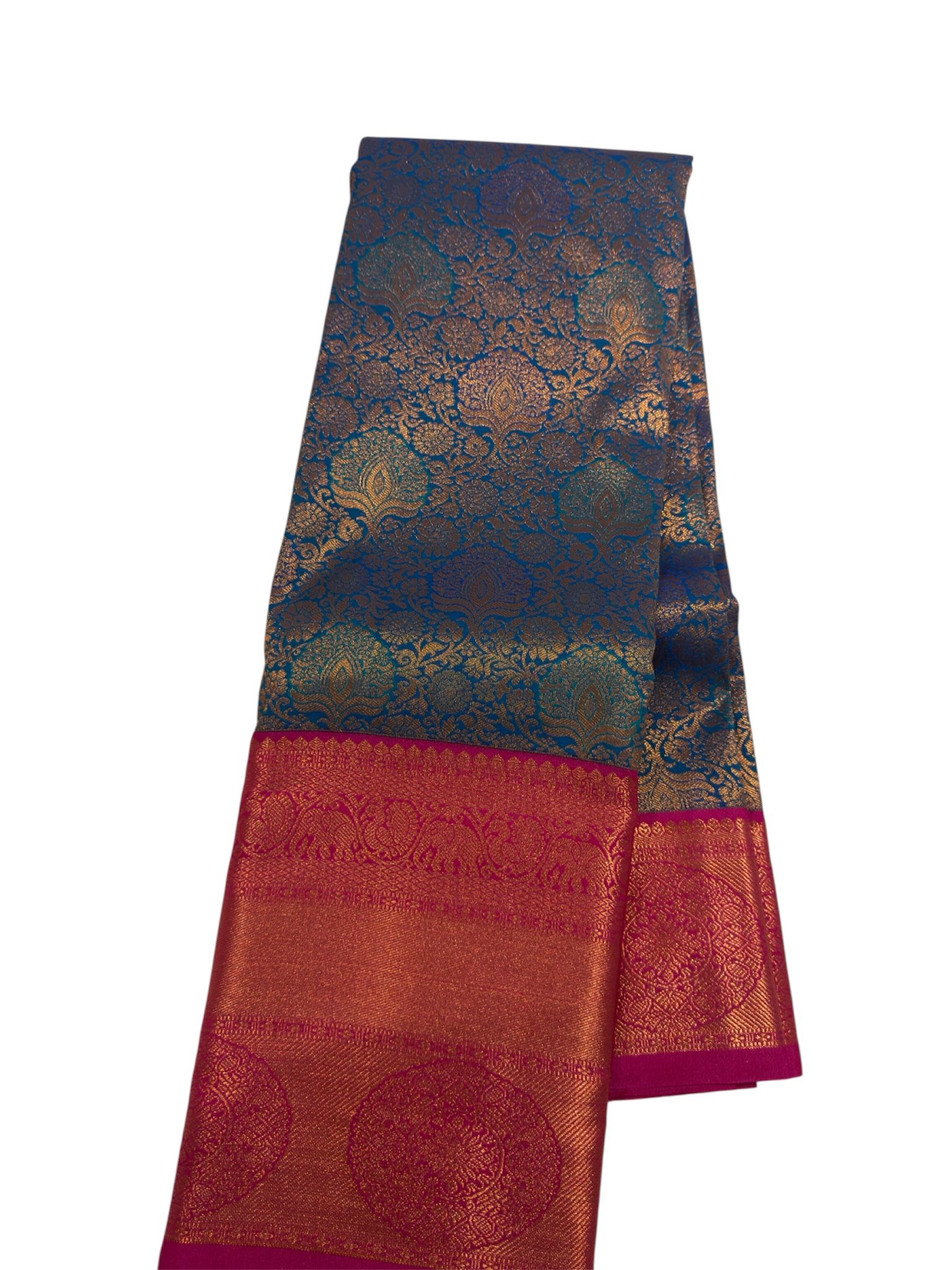 Pure kanchipuram pattu sarree, Peacock blue and marron red