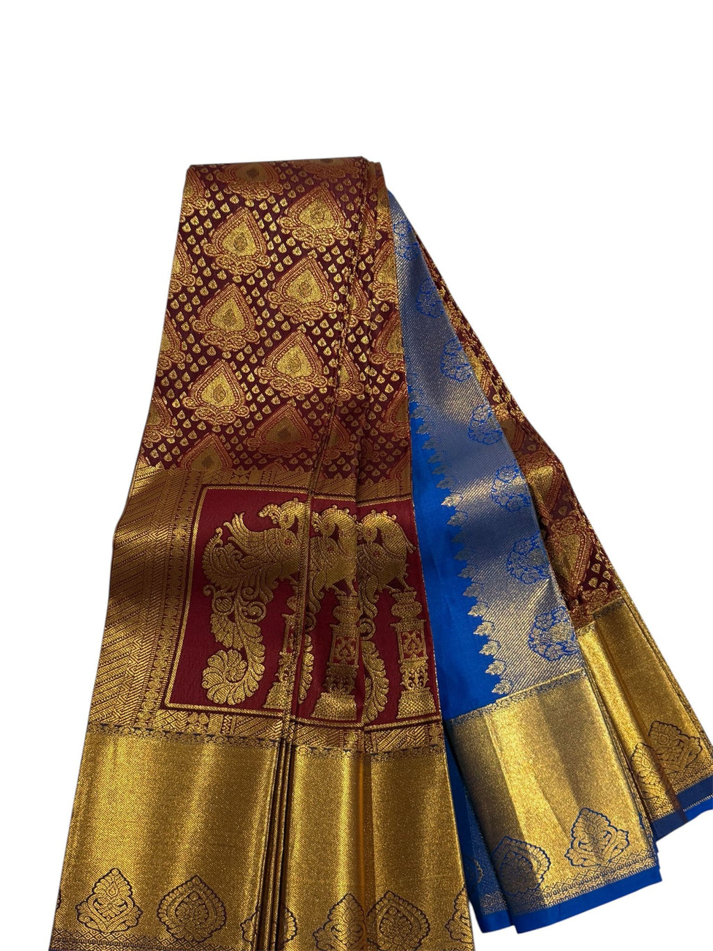 Pure Pattu saree , Maroon and blue