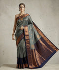 Charcoal Cobalt Kanchi Pattu saree