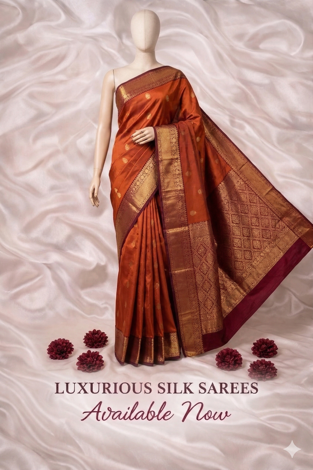Honey Crimson kanchi Pattu saree