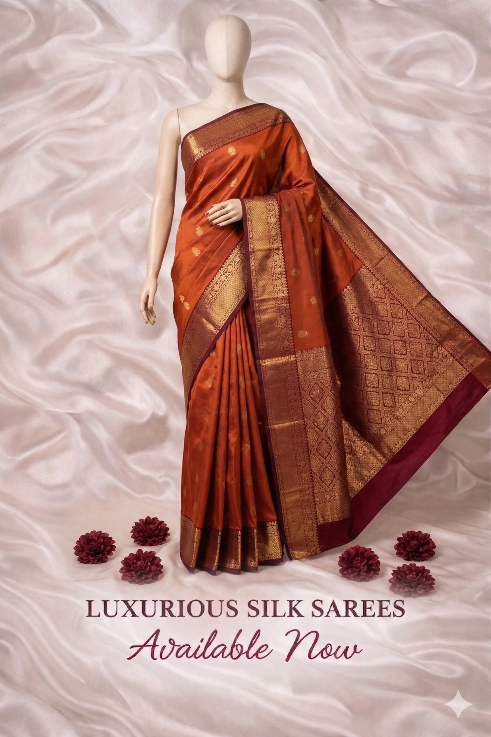 Honey Crimson kanchi Pattu saree