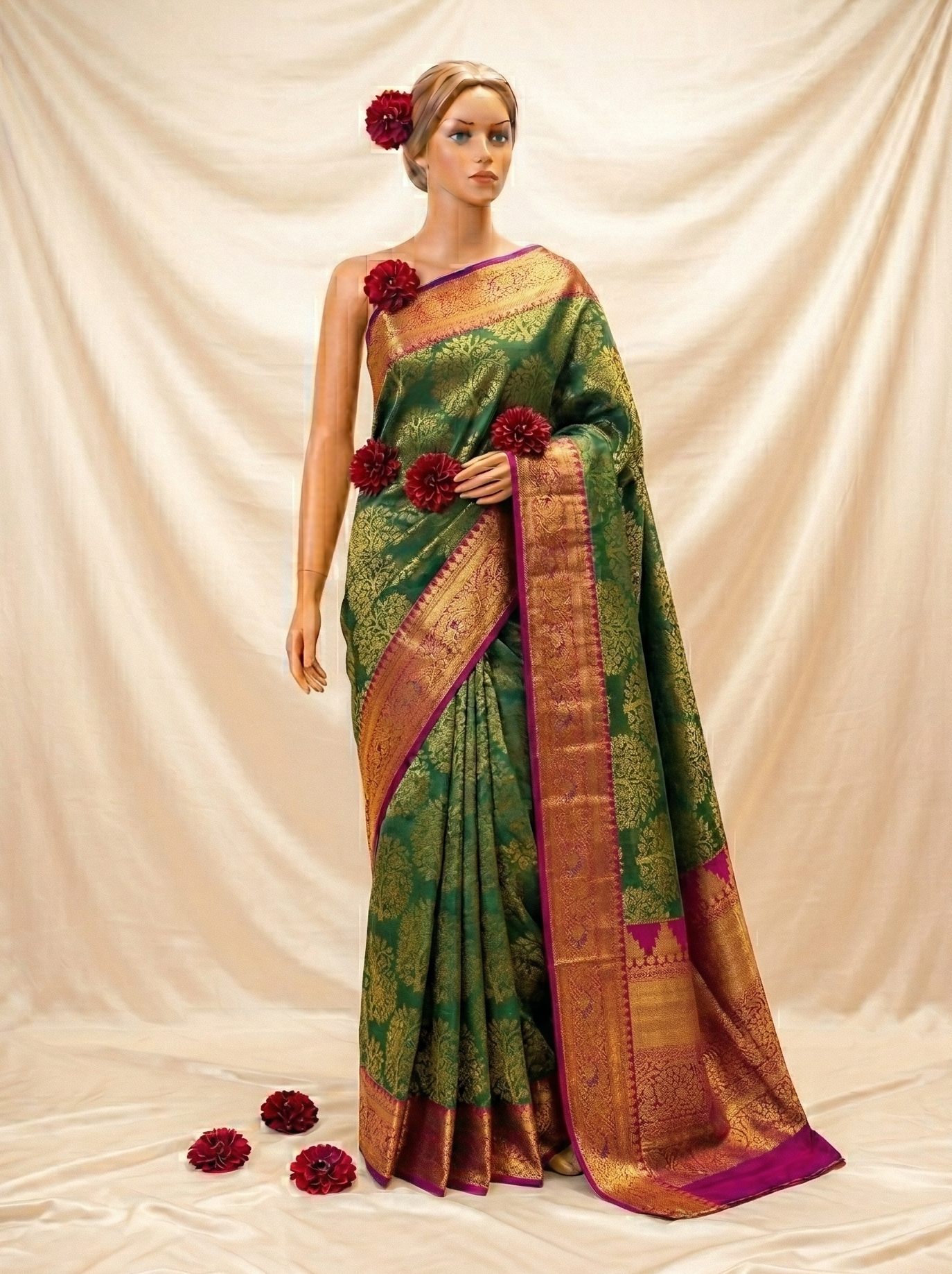 Moss Rose Pattu silk saree