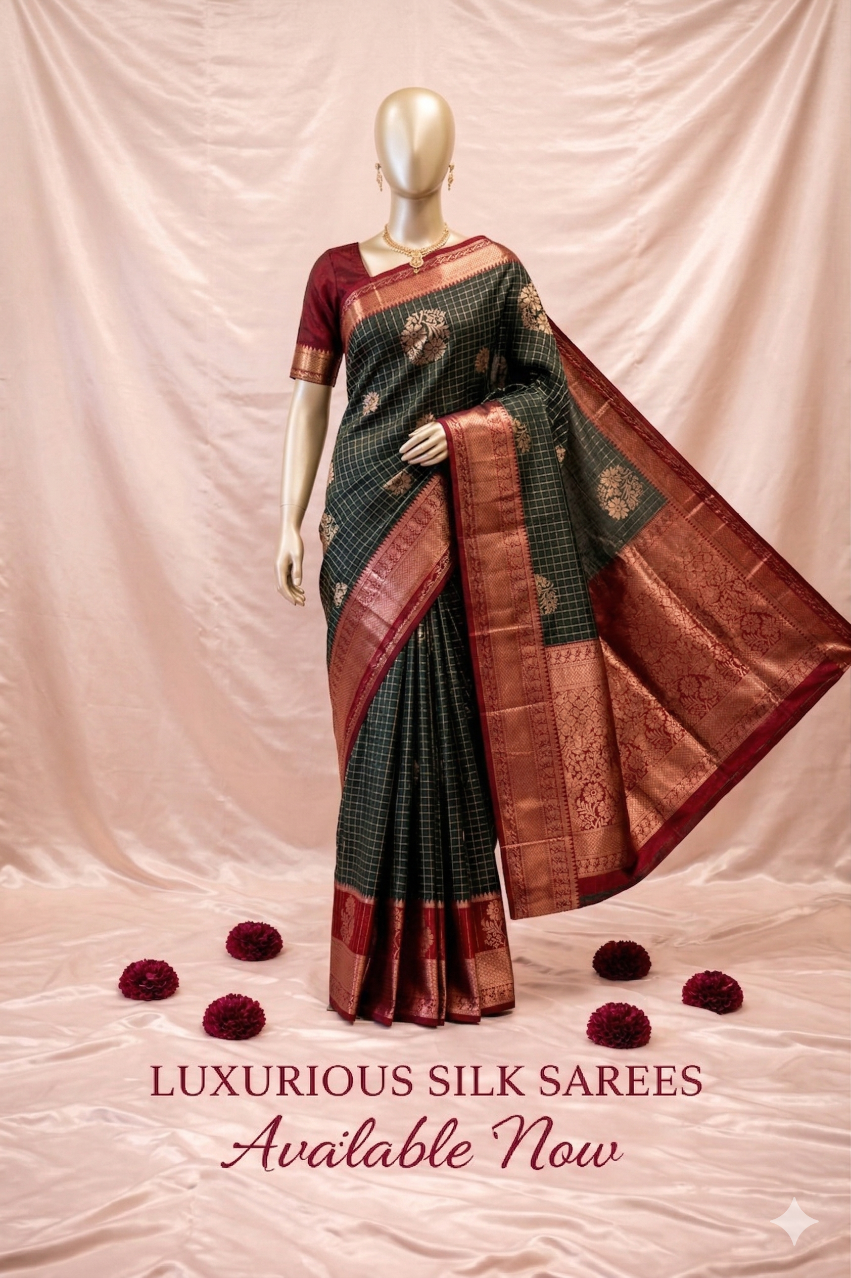 Emerald Earth kanchi Pattu saree
