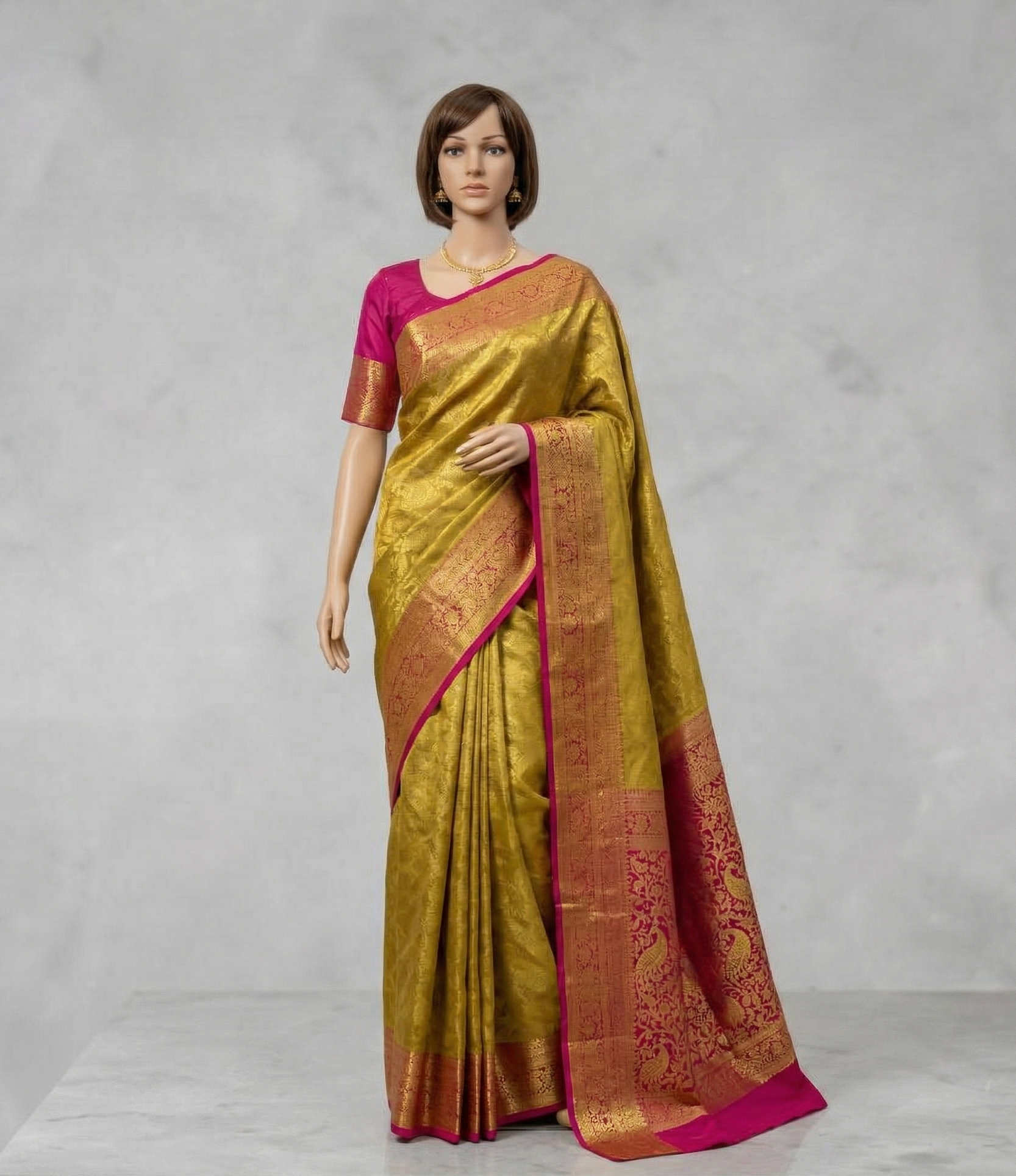 Citrine Rose Pattu silk saree