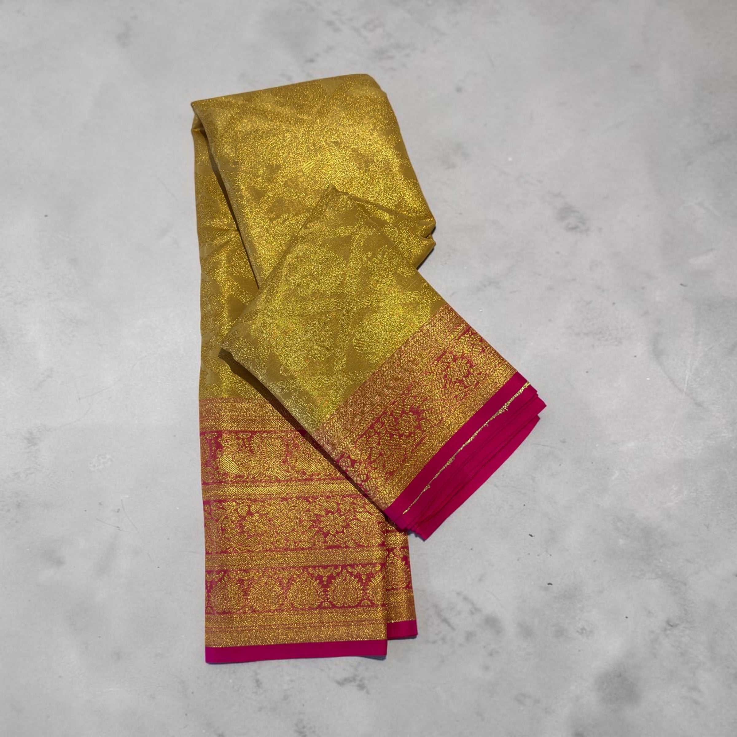 Citrine Rose Pattu silk saree