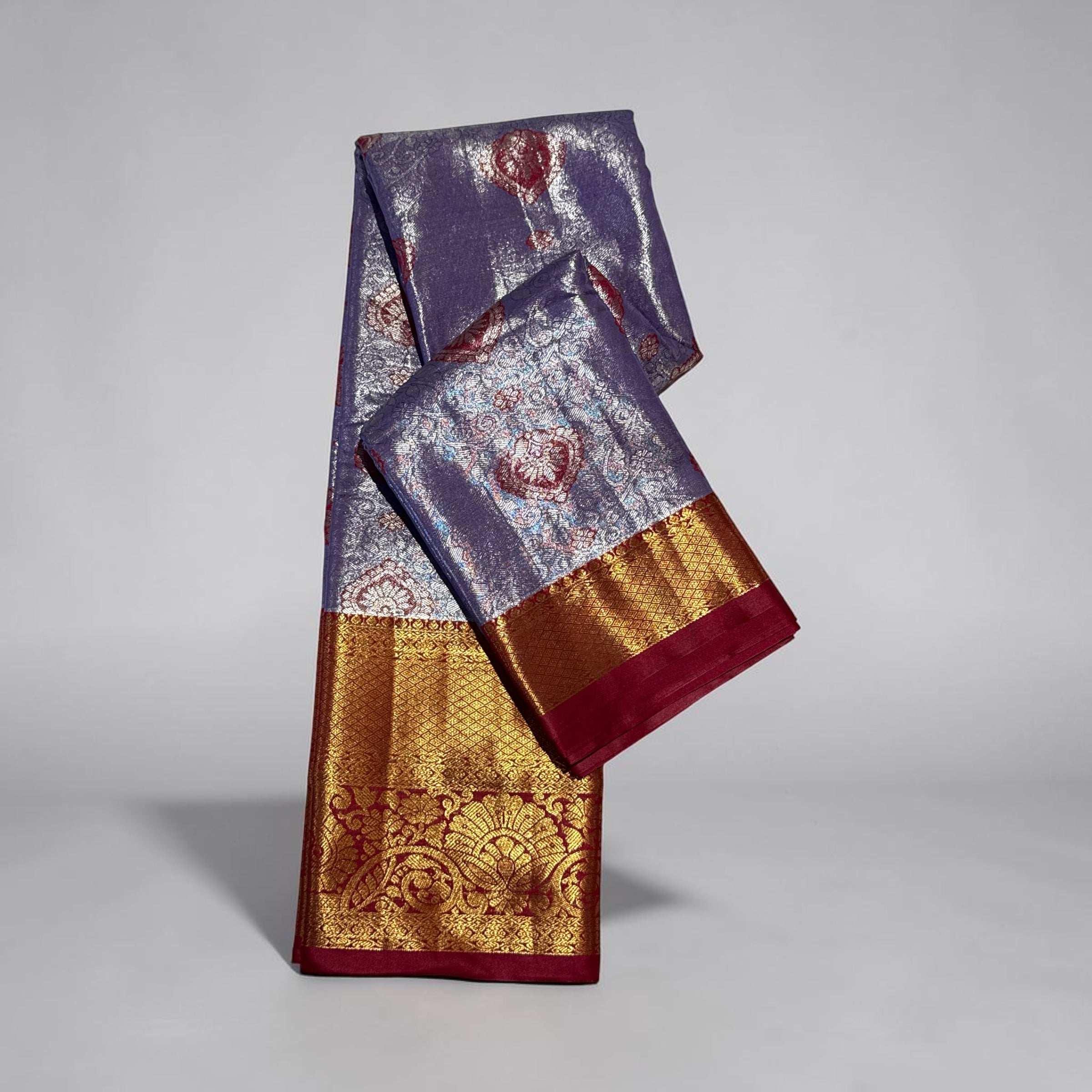 Lavender Frost kanchi Pattu saree