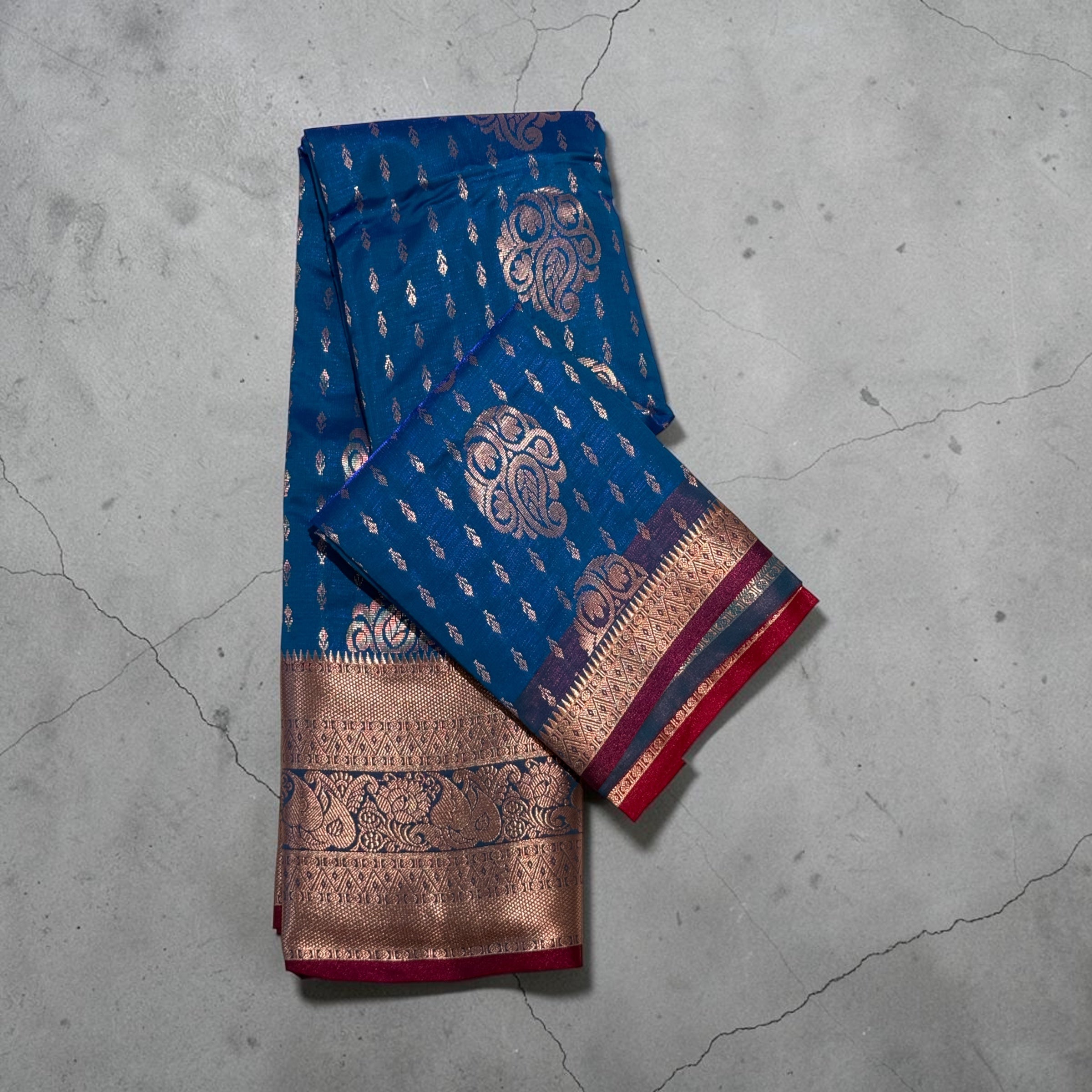 Peacock Copper Pattu saree