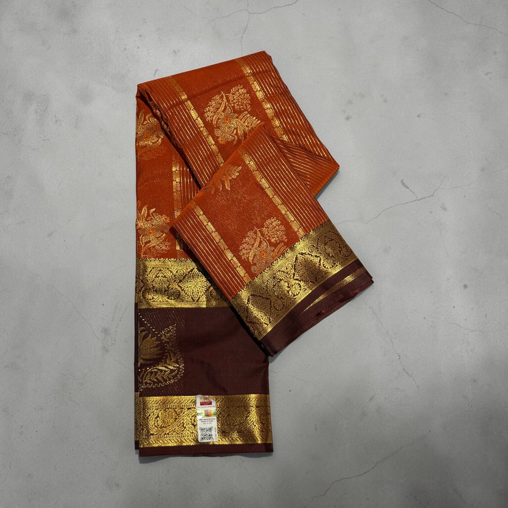 Amber Coffee Kanchi Pattu saree