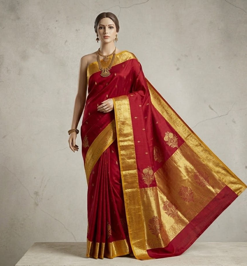 Crimson Gold Kanchi Pattu